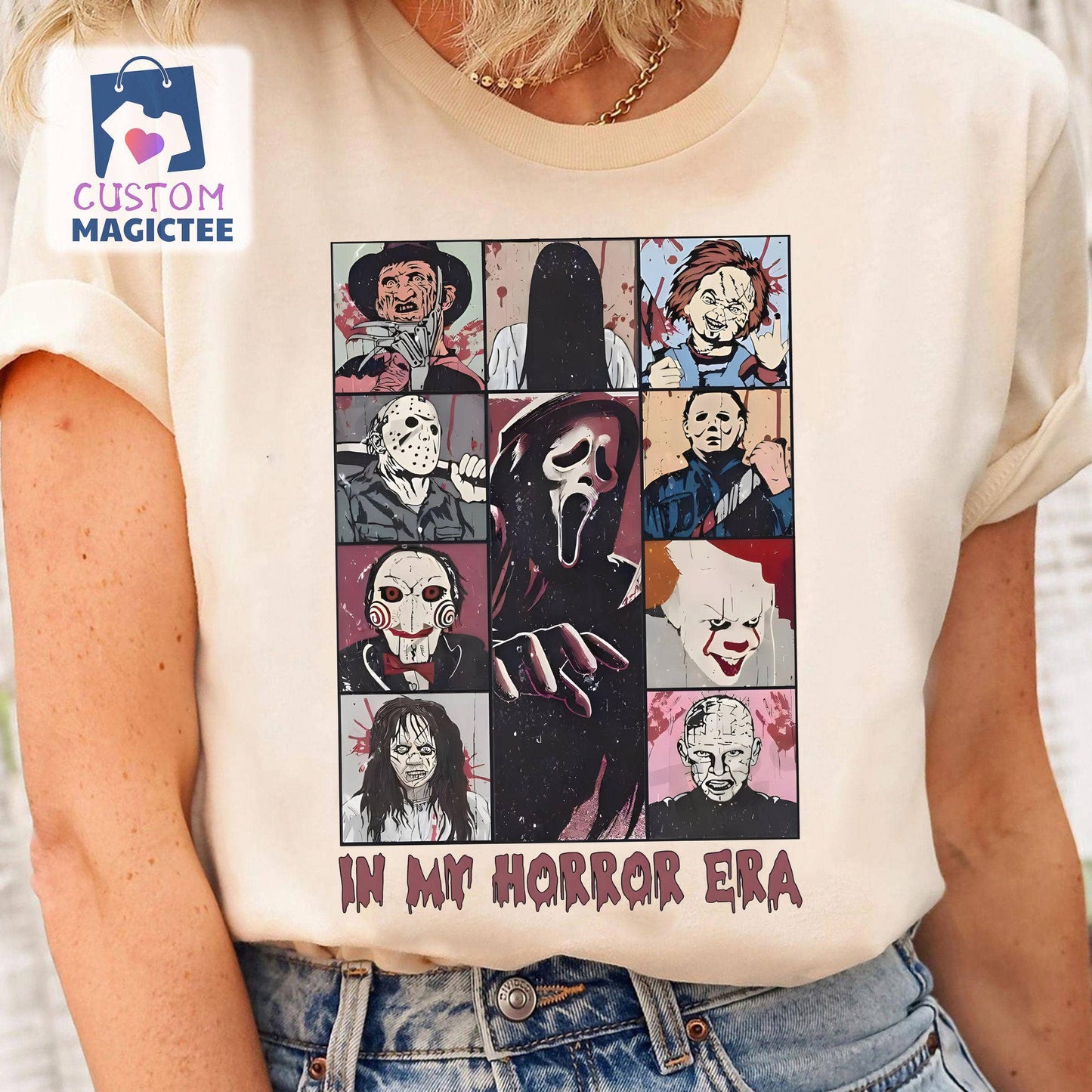 Horror Halloween Characters Tee Unisex T-shirt, Sweatshirt, Hoodie, Long Sleeve Tee - T-Shirt, Sweatshirt, Hoodie