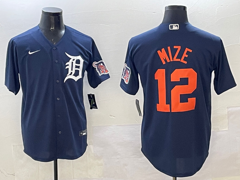 Men's Detroit Tigers Casey Mize #12 Navy Replica Player Jersey1 baseball jersey product view 1