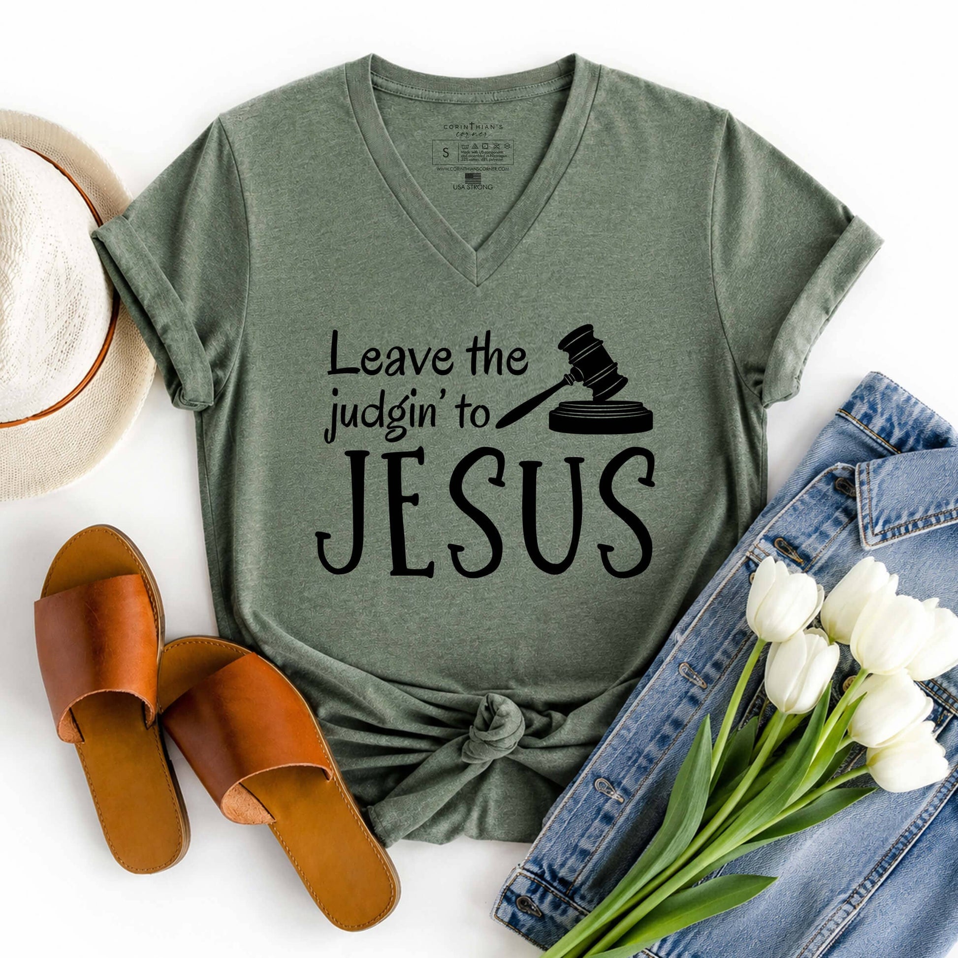Leave the Judgin' To Jesus V-Neck Unisex T-shirt, Sweatshirt, Hoodie, Long Sleeve Tee - T-Shirt, Sweatshirt, Hoodie