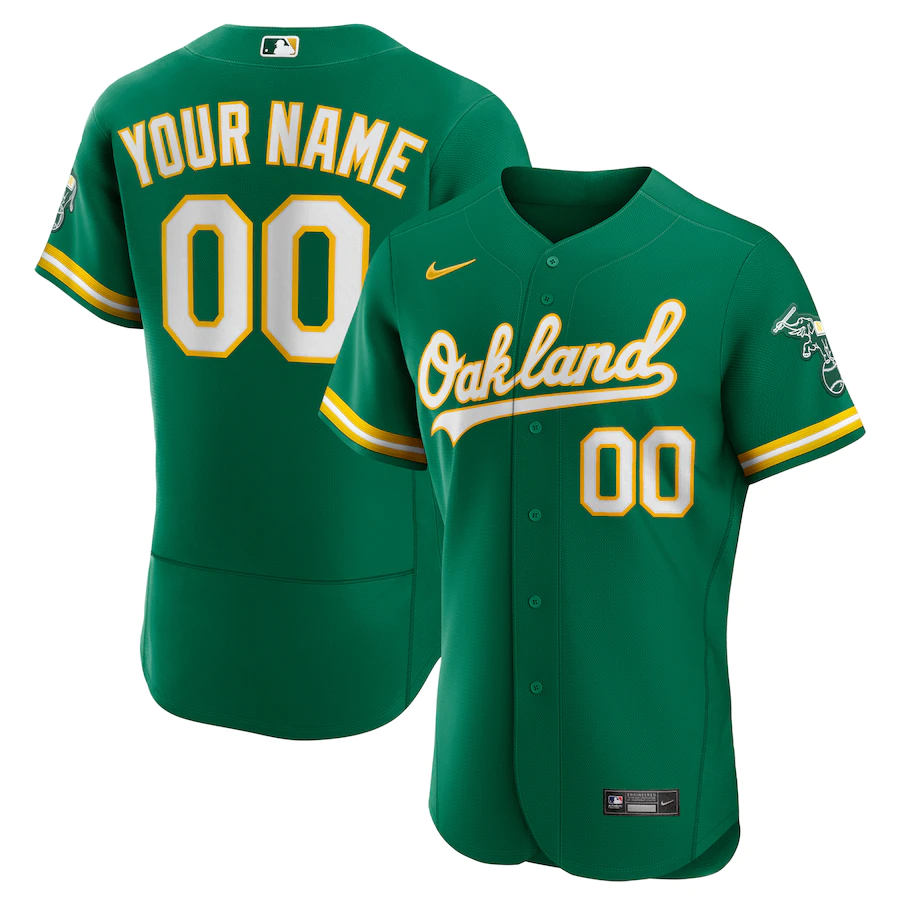 Men's Oakland Athletics Kelly Green Alternate Authentic Custom Jersey baseball jersey product view 1