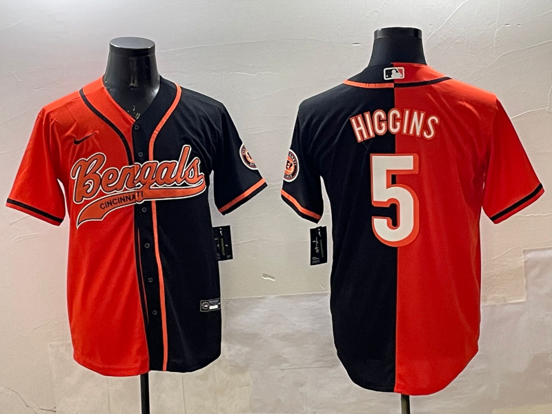 Men's Cincinnati Bengals Tee Higgins Orange/Black Game Jersey football jersey product view 1