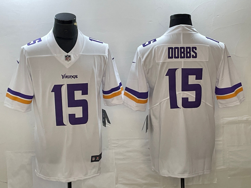 Men's Minnesota Vikings Joshua Dobbs White Game Jersey football jersey product view 1