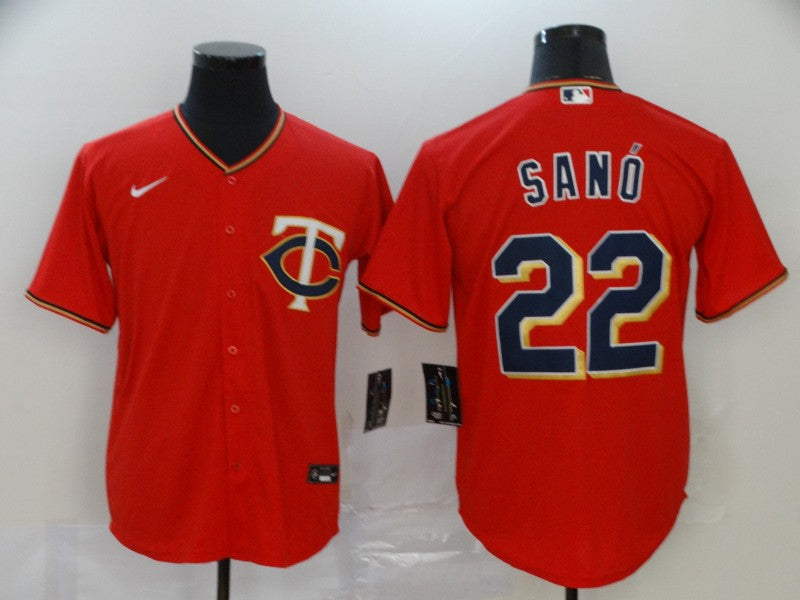 Men's Minnesota Twins Miguel Sano Red Replica Baseball Jersey baseball jersey product view 1