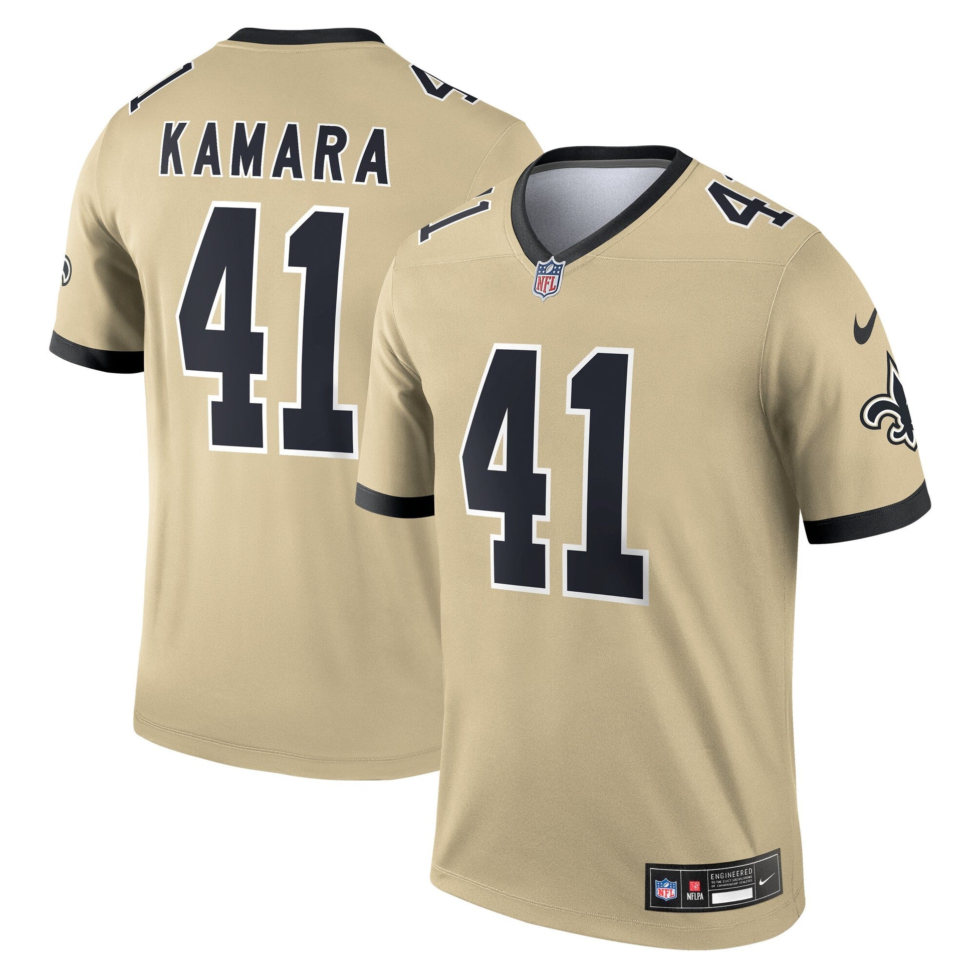 New Orleans Saints Alvin Kamara Gold Gameday Golds Alternate Legend Player Performance Top football jersey product view 1