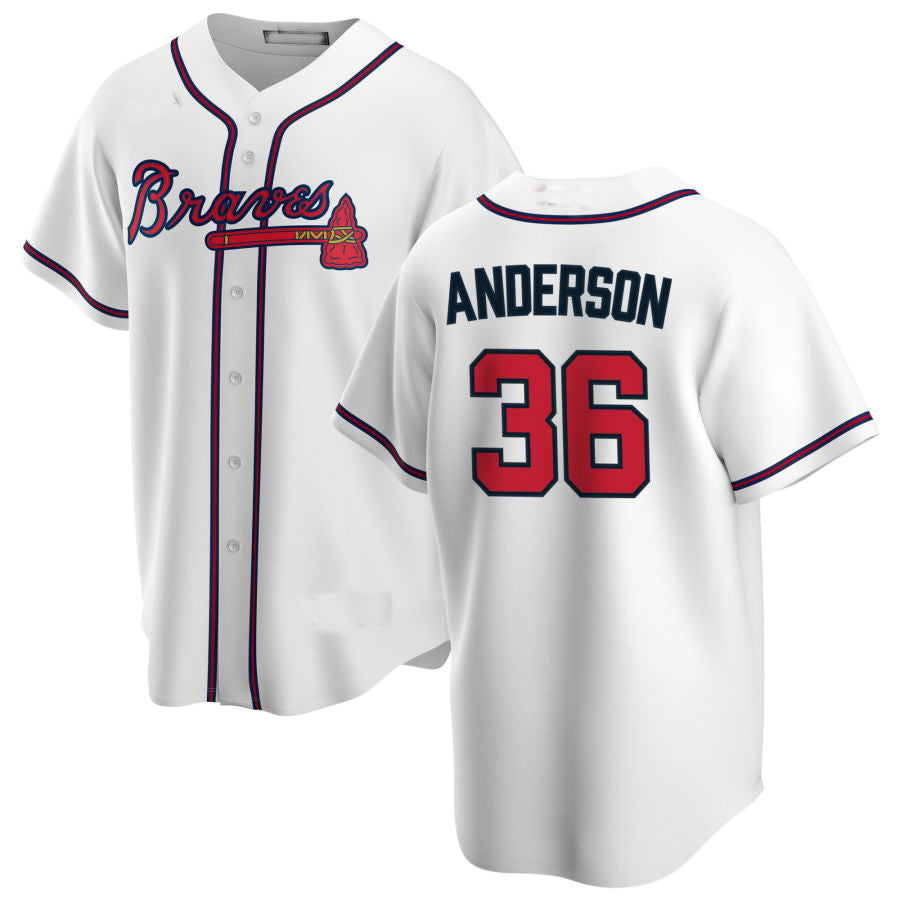 Atlanta Braves #36 Ian Anderson White Alternate Authentic Player Jersey Stitches Baseball Jerseys baseball jersey product view 1