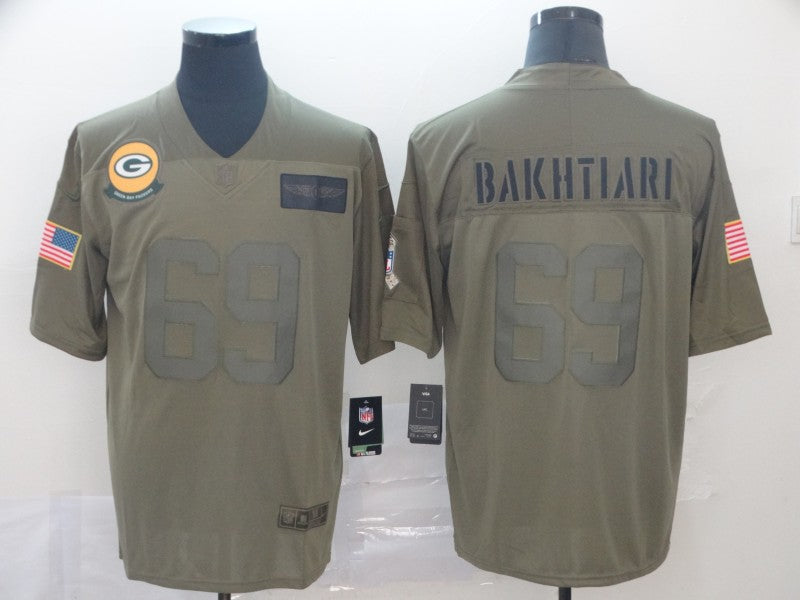 Men's Green Bay Packers David Bakhtiari #69 Brown Game Jersey1 football jersey product view 1