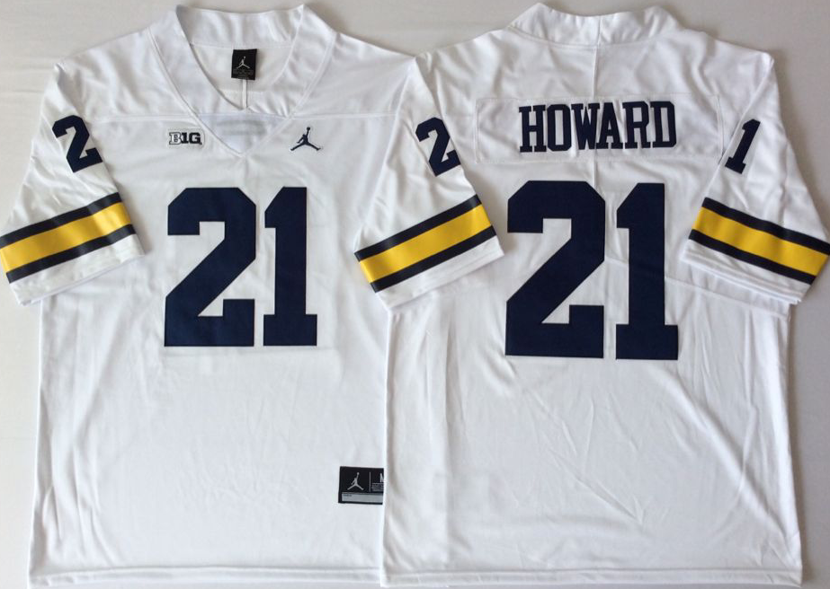 Men's Michigan Wolverines Desmond Howard White Alumni Player Game Jersey sports jersey product view 1