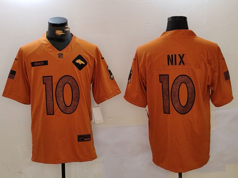 Men's Denver Broncos Bo Nix #10 Brown 2023 Salute To Service Limited Jersey1 football jersey product view 1