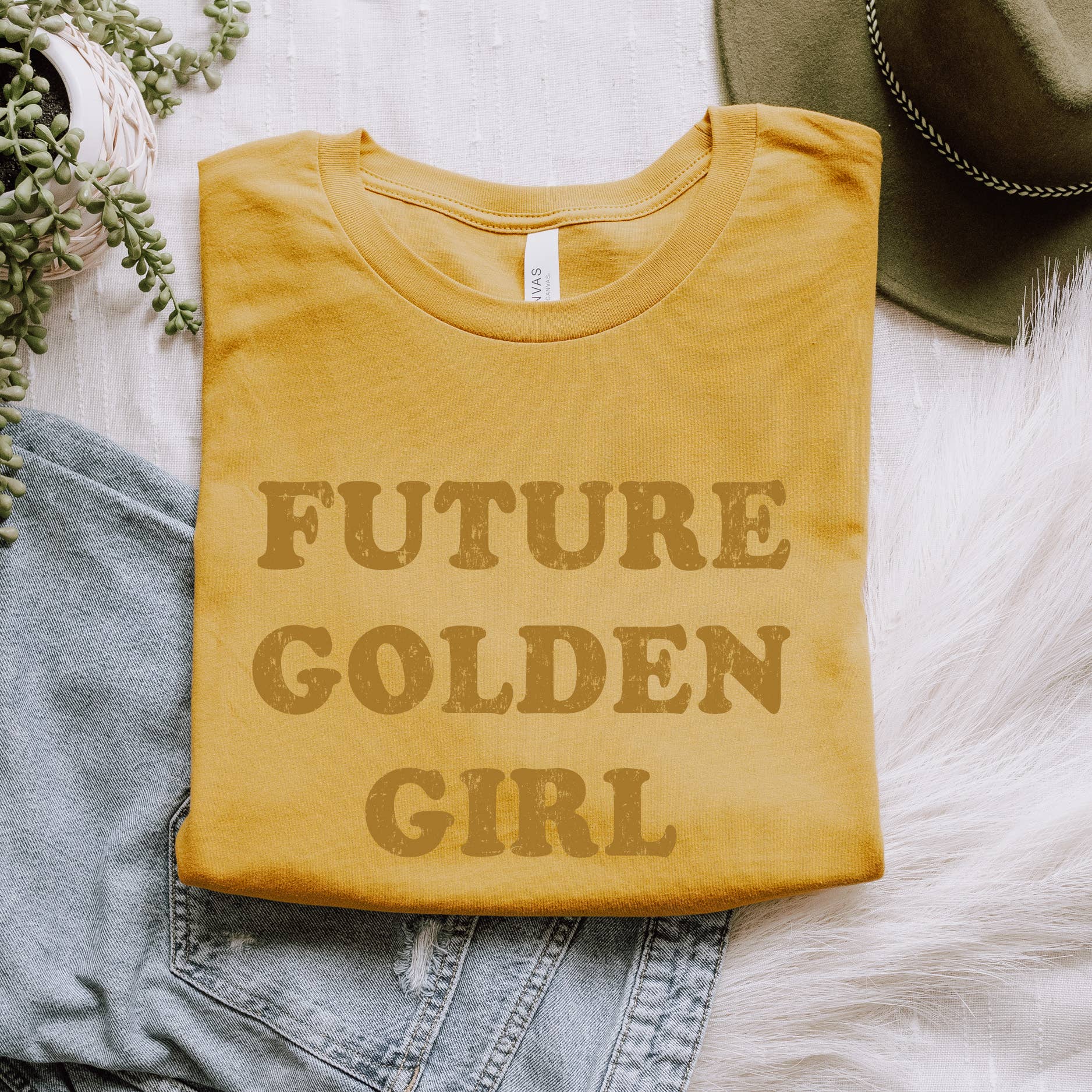 Future Golden Girl Retro Graphic Tee Gold Unisex T Shirt Unisex T-shirt, Sweatshirt, Hoodie, Long Sleeve Tee - T-Shirt, Sweatshirt, Hoodie