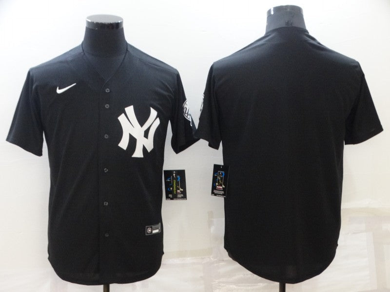 Men's New York Yankees Black Replica Blank Jersey baseball jersey product view 1