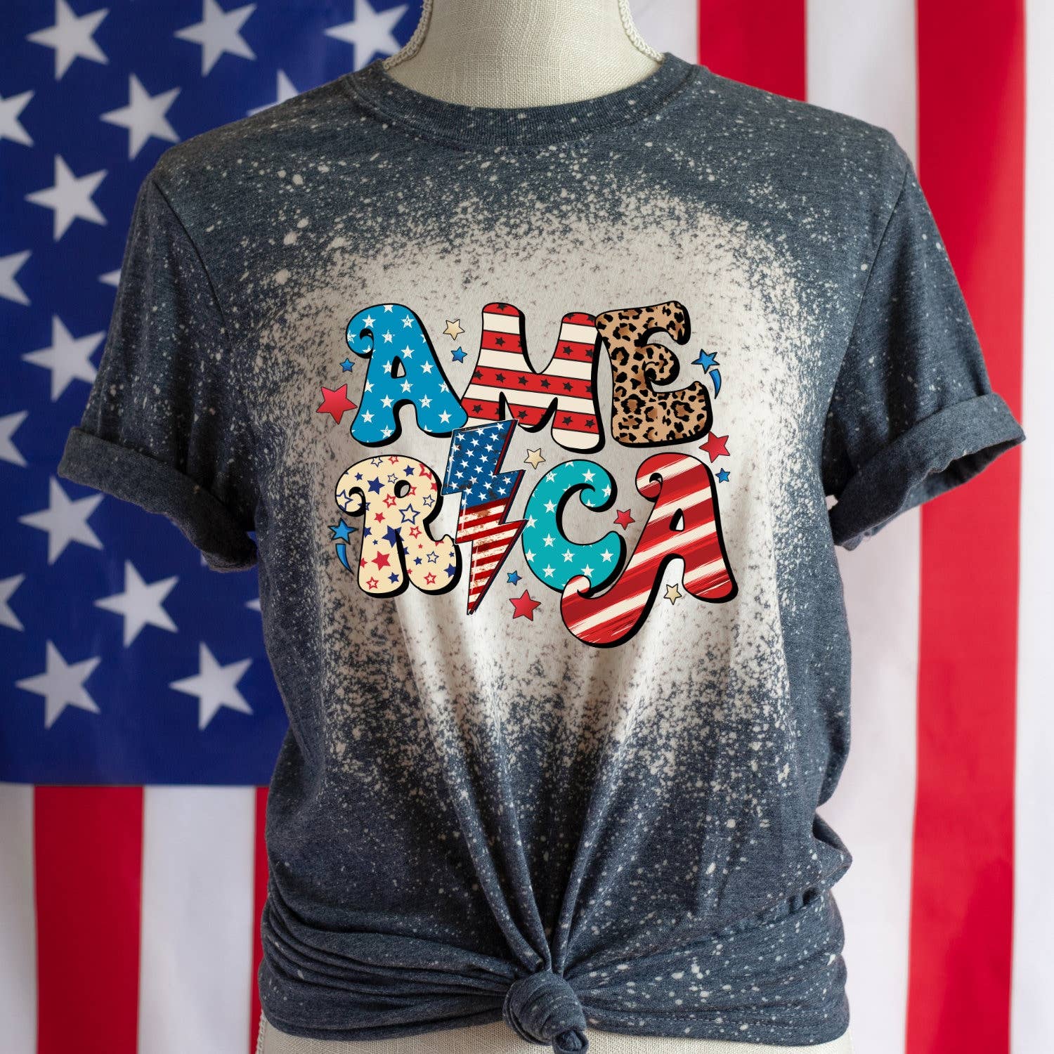 America 4th of July Bleached T-Shirt, Plus Size Retro Unisex T-shirt, Sweatshirt, Hoodie, Long Sleeve Tee - T-Shirt, Sweatshirt, Hoodie