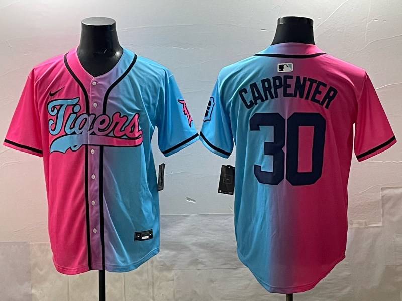 Men's Detroit Tigers Kerry Carpenter Pink/Blue Player Jersey baseball jersey product view 1