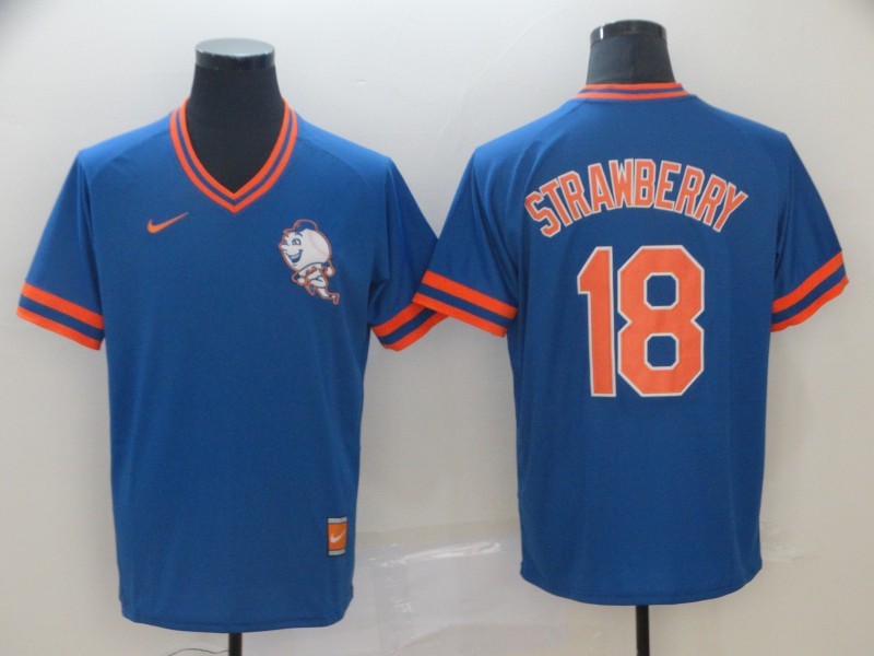 Men's New York Mets Darryl Strawberry #18 Blue Stitched Jersey baseball jersey product view 1