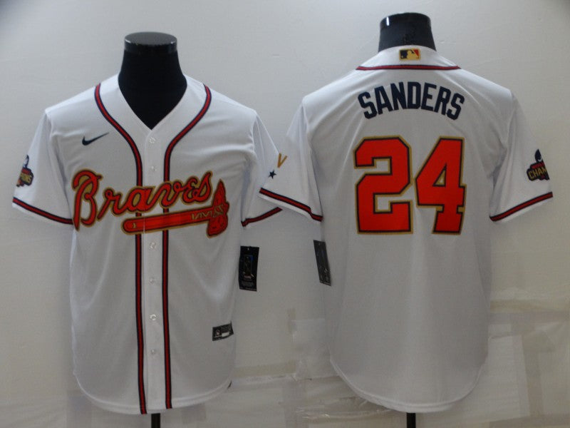 Men's Atlanta Braves Deion Sanders White Replica Game Jersey baseball jersey product view 1