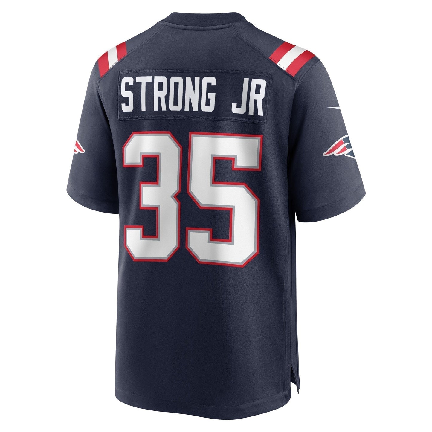 Pierre Strong Jr. New England Patriots Game Jersey - Navy football jersey product view 3