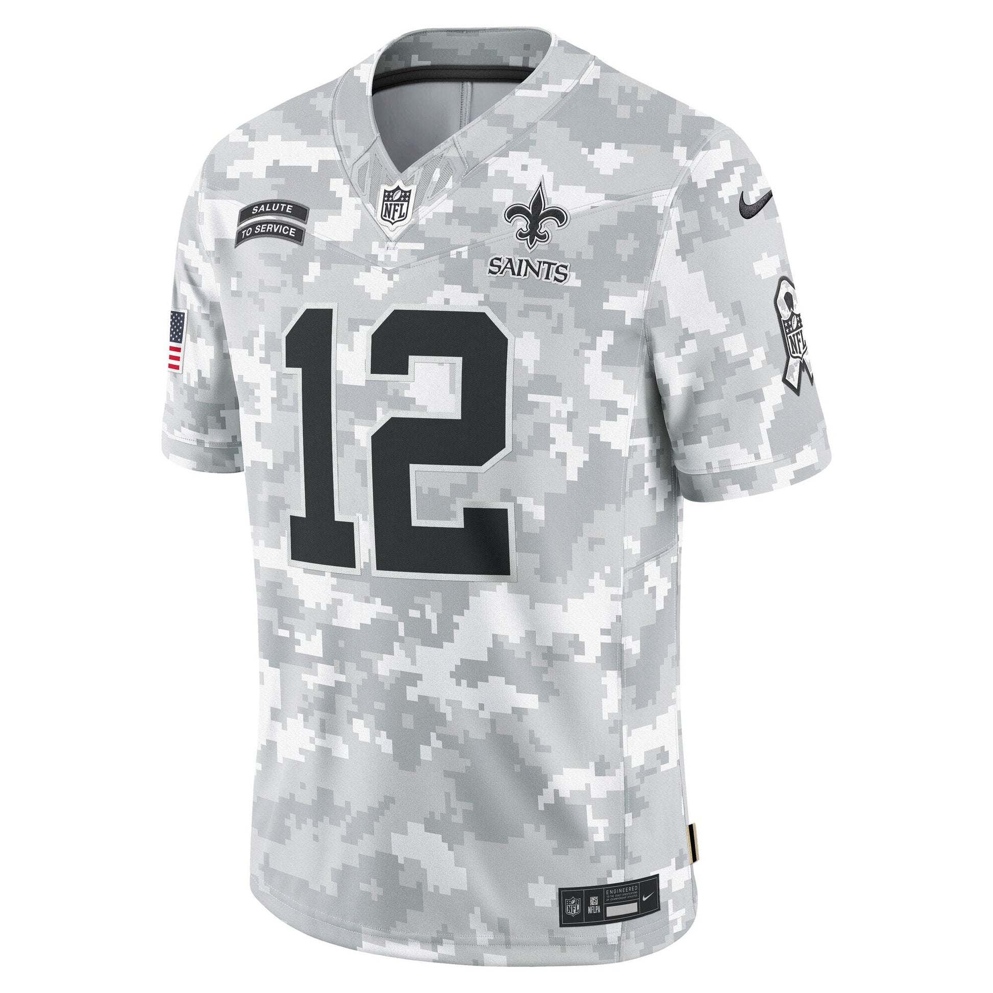 Chris Olave New Orleans Saints 2024 Salute to Service Limited Jersey - Arctic Camo football jersey product view 2
