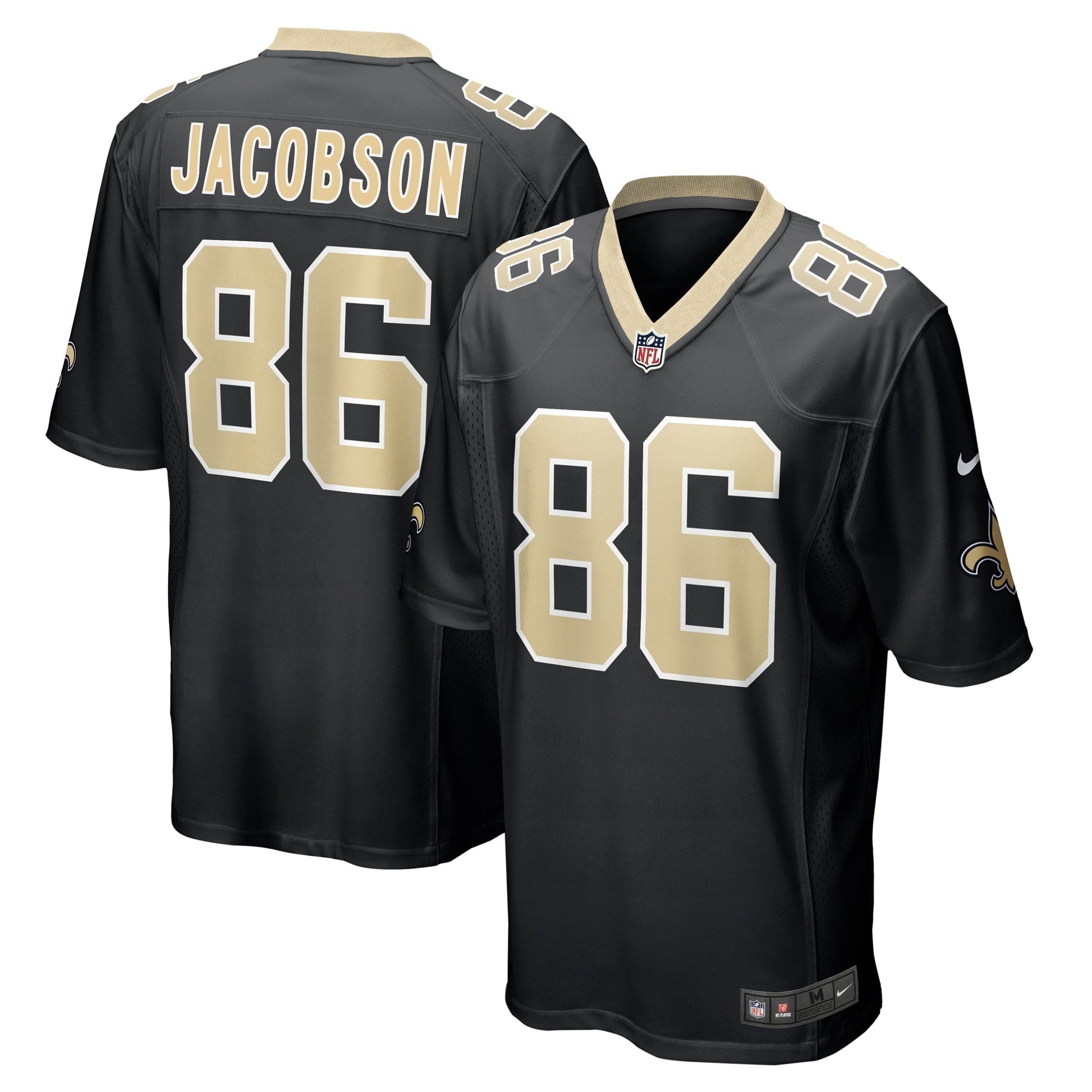 Michael Jacobson New Orleans Saints Game Jersey - Black football jersey product view 1