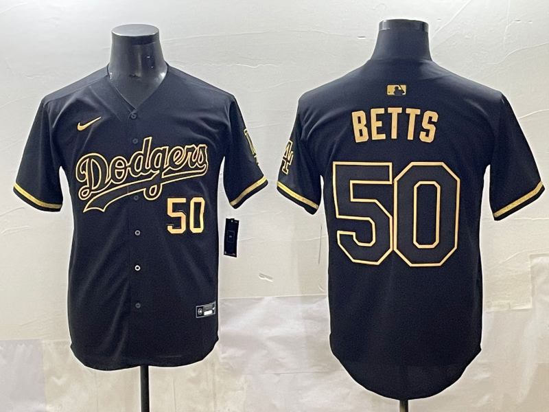 Men's Los Angeles Dodgers Mookie Betts Black Team Player Jersey baseball jersey product view 1