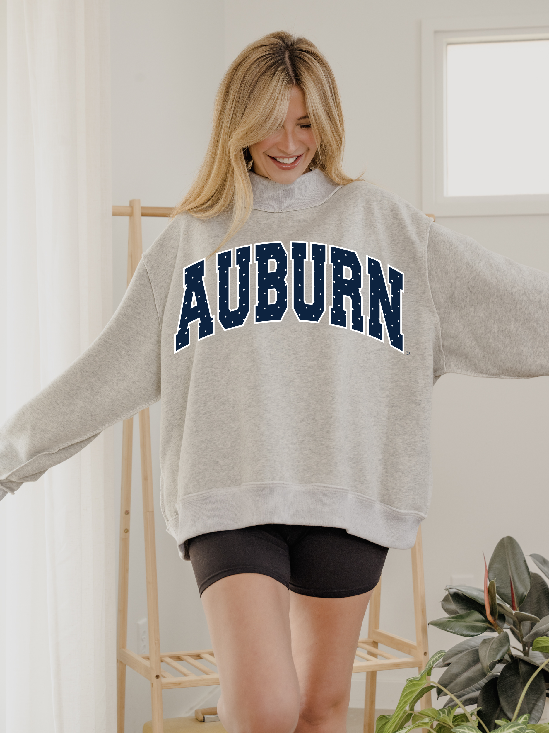 Auburn Tigers Polka Dot Puff Gray Wknd Mock Neck Sweatshirt Unisex T-shirt, Sweatshirt, Hoodie, Long Sleeve Tee - T-Shirt, Sweatshirt, Hoodie