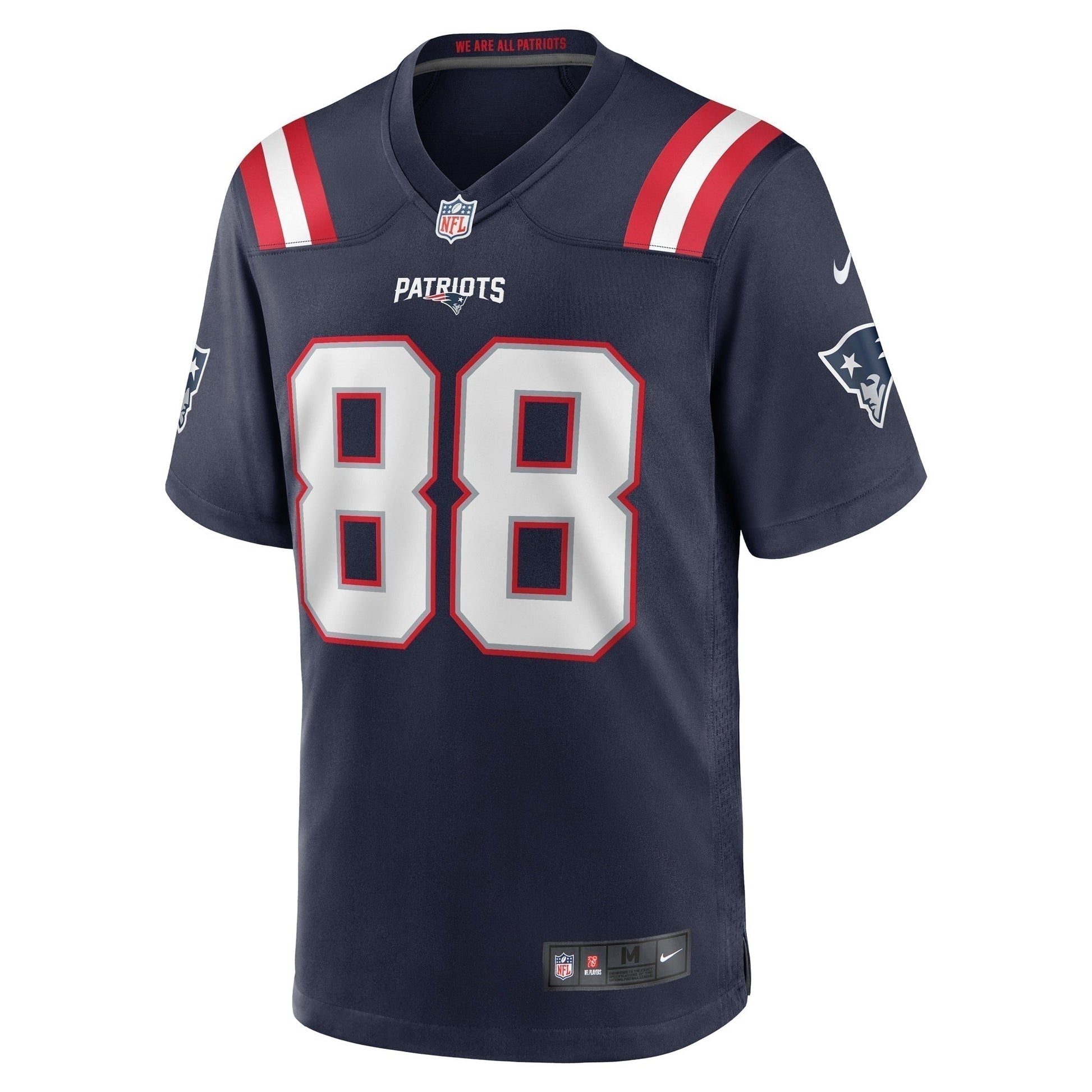 Jaheim Bell New England Patriots Game Jersey - Navy football jersey product view 2