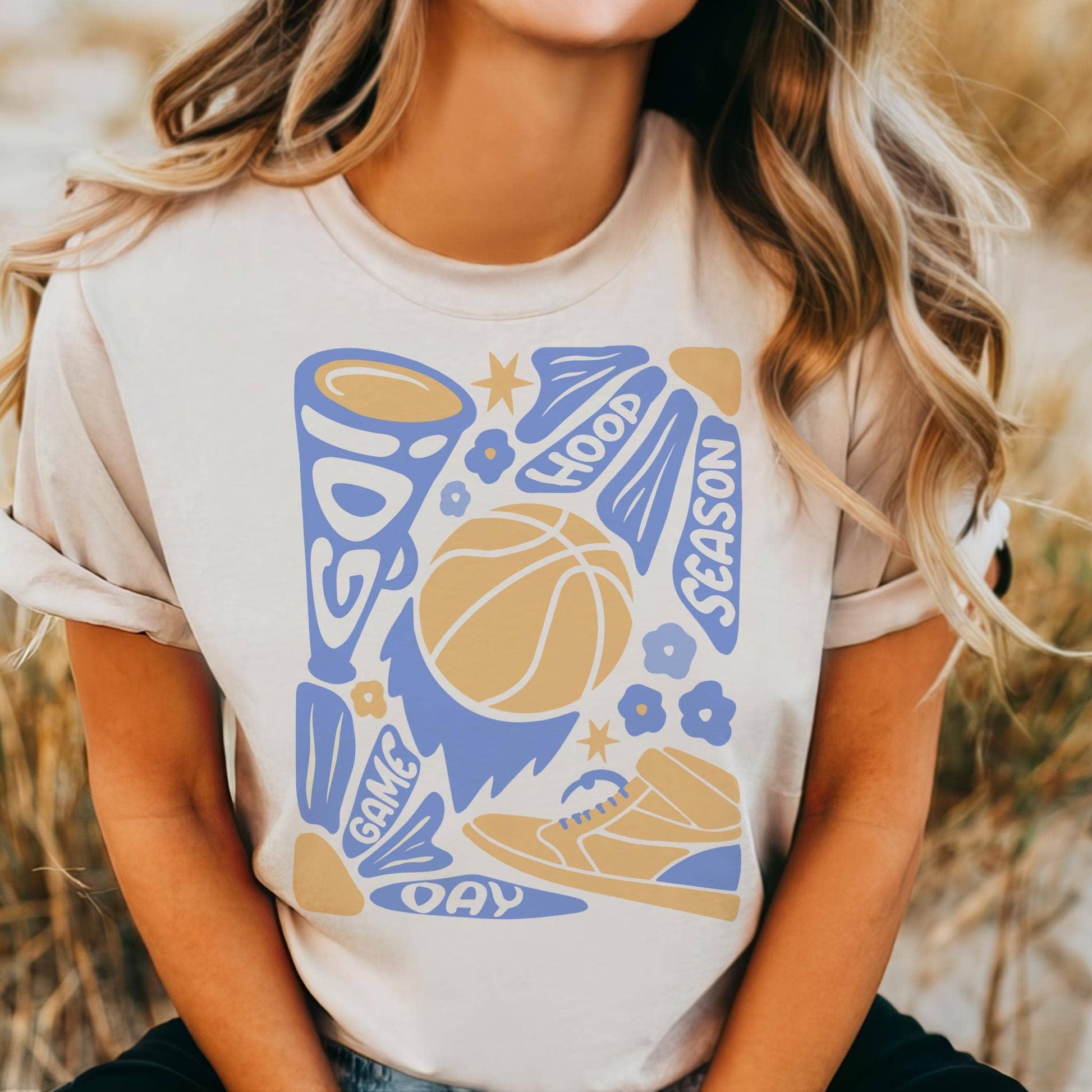 Retro Basketball Game Day Hoop Season Graphic Tee Unisex T-shirt, Sweatshirt, Hoodie, Long Sleeve Tee - T-Shirt, Sweatshirt, Hoodie
