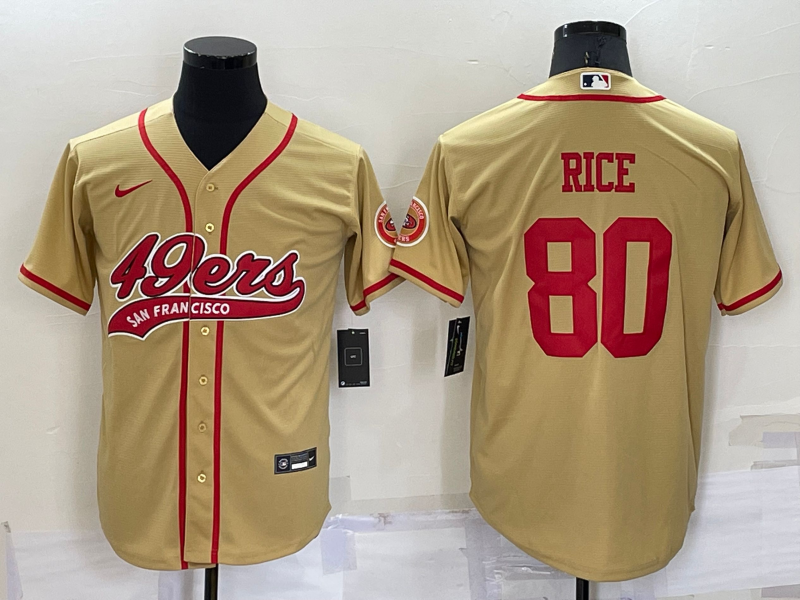 Men's San Francisco 49ers Jerry Rice Gold Game Jersey Joint Edition football jersey product view 1