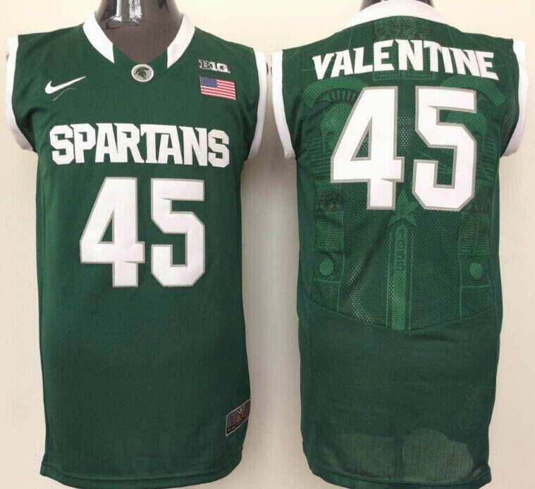 Men's Michigan State Spartans Denzel Valentine #45 Green Player Jersey sports jersey product view 1