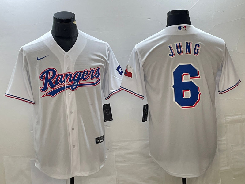 Men's Texas Rangers Josh Jung #6 White Home Replica Player Jersey1 baseball jersey product view 1