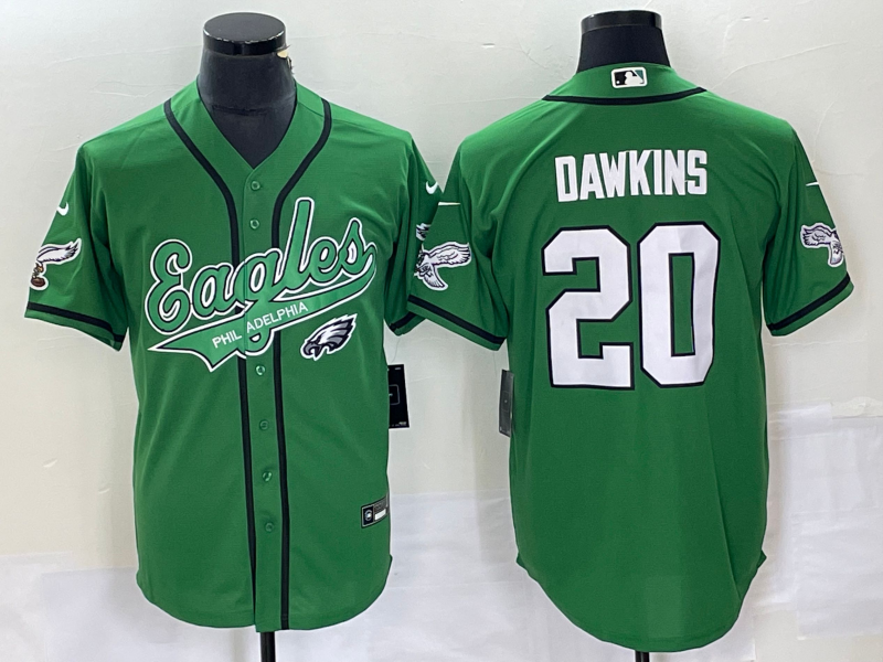 Men's Philadelphia Eagles Brian Dawkins Kelly Green Game Jersey Joint Edition football jersey product view 1
