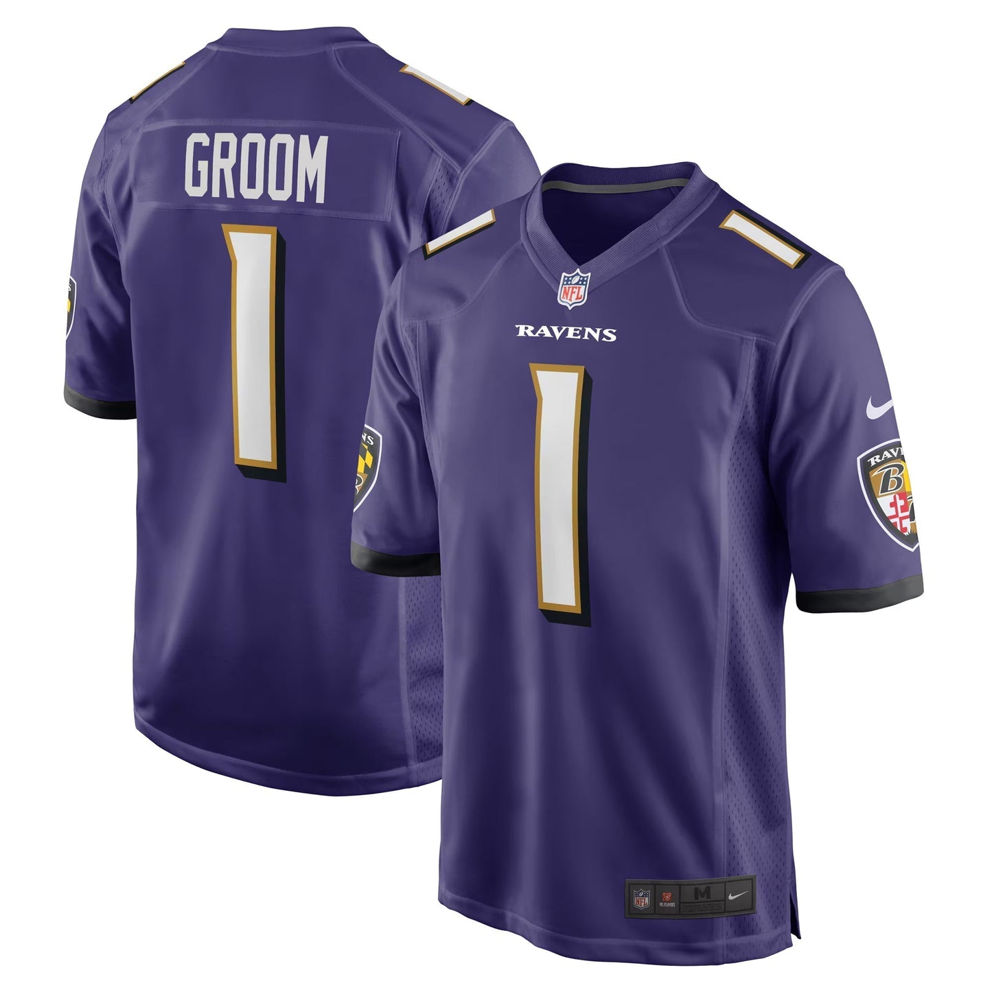Baltimore Ravens Number 1 Groom Purple Game Jersey football jersey product view 1