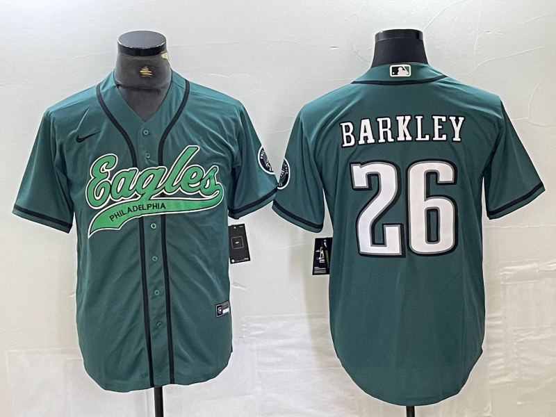 Men's Philadelphia Eagles Saquon Barkley Midnight Green Player Jersey Joint Edition football jersey product view 1