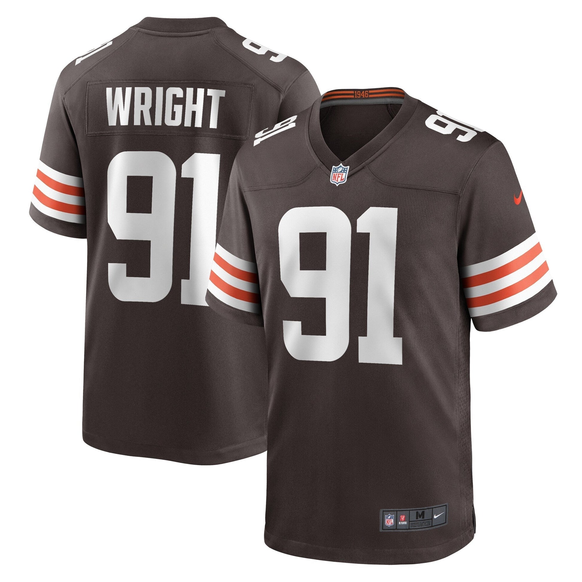 Alex Wright Cleveland Browns Team Game Jersey - Brown football jersey product view 1