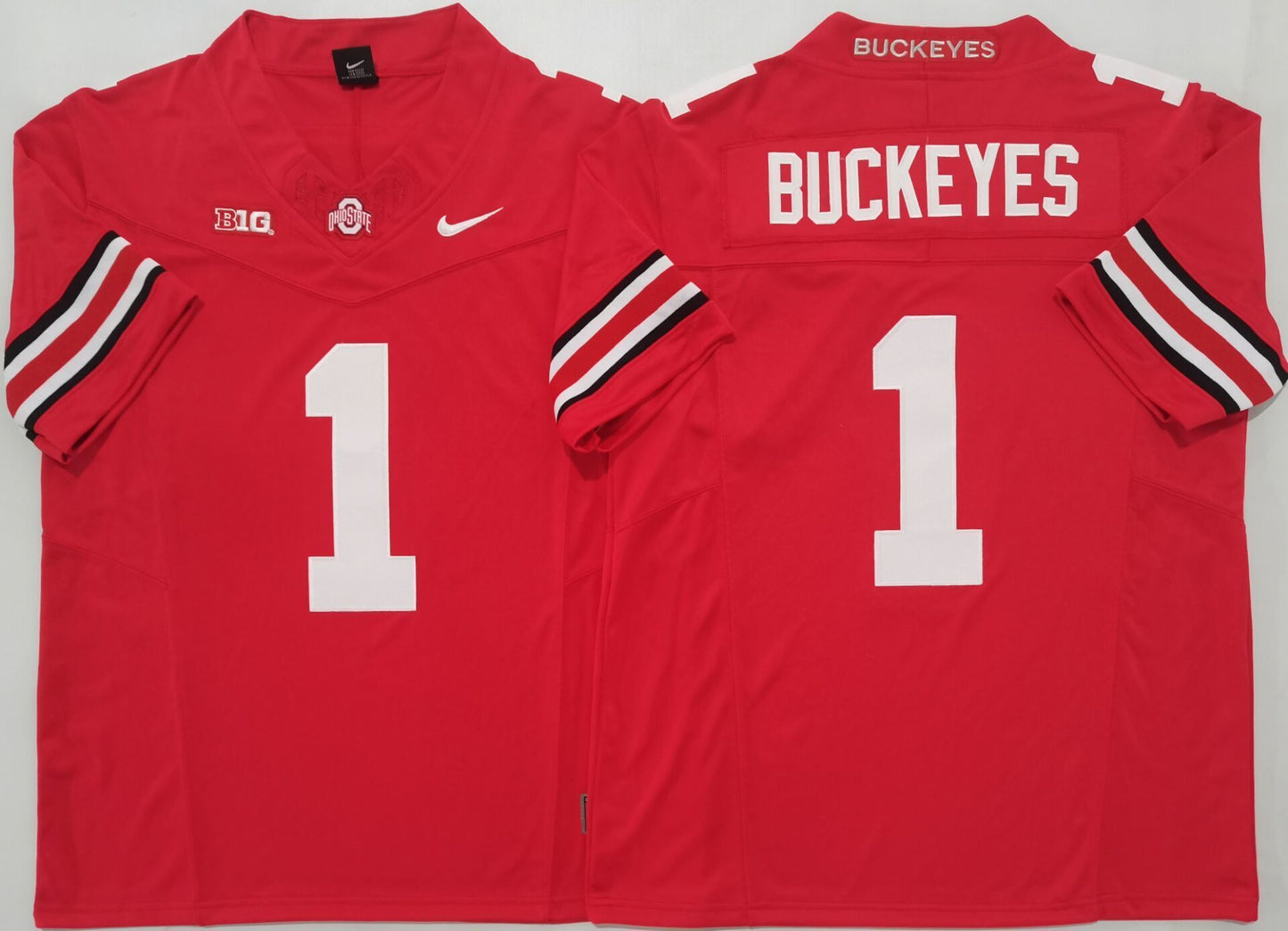 Men's Ohio State Buckeyes #1 Red Player Game Jersey sports jersey product view 1