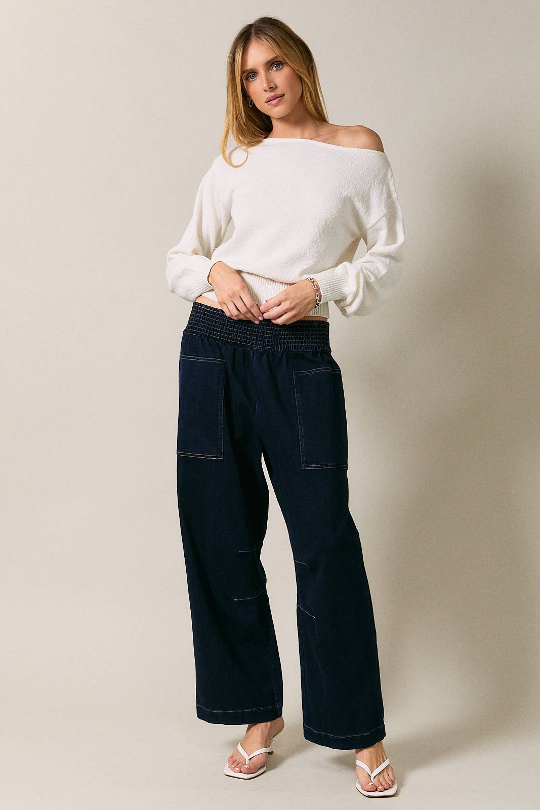 Smocked Waist Denim Pull On Barrel Pants Unisex T-shirt, Sweatshirt, Hoodie, Long Sleeve Tee - T-Shirt, Sweatshirt, Hoodie
