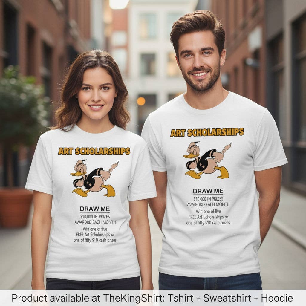 Vintage Cartoon Duck Art Scholarship Shirt Unisex T-shirt, Sweatshirt, Hoodie, Long Sleeve Tee - T-Shirt, Sweatshirt, Hoodie
