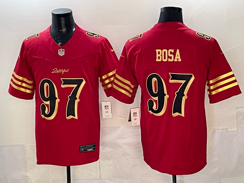 Men's San Francisco 49ers Nick Bosa Red 2025 Rivalries Collection Game Jersey football jersey product view 1