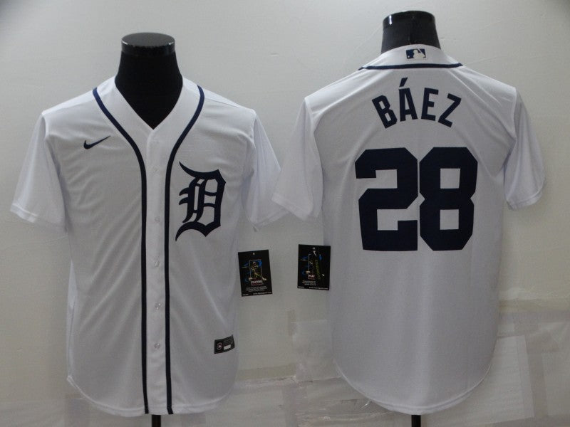 Men's Detroit Tigers Javier Baez White Replica Baseball Jersey baseball jersey product view 1