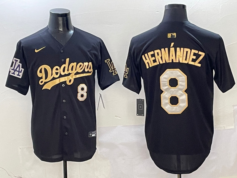 Men's Los Angeles Dodgers Enrique Hernandez Black Team Game Jersey baseball jersey product view 1
