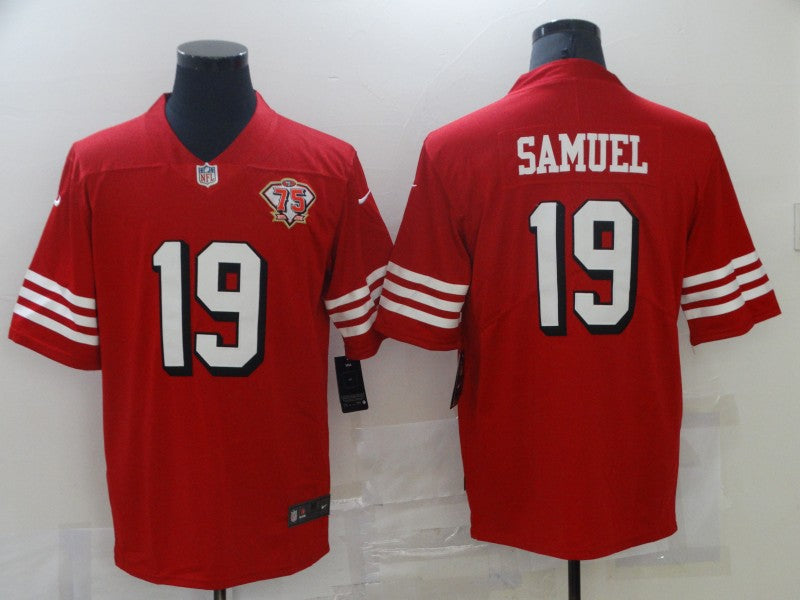 Men's San Francisco 49ers Deebo Samuel Red 75th Anniversary Game Jersey football jersey product view 1