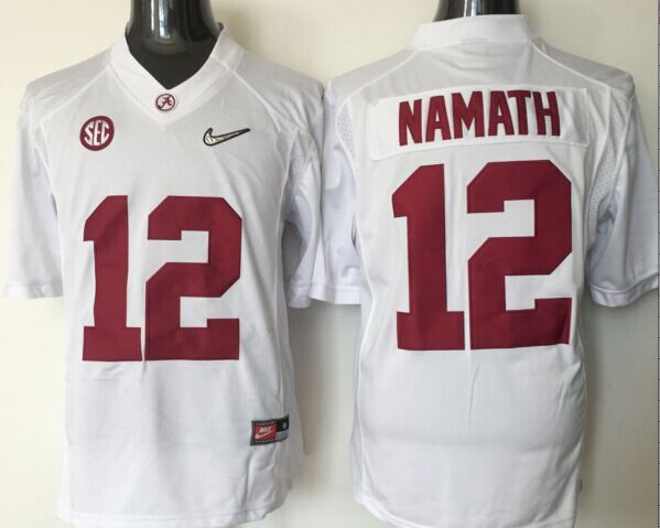 Men's Alabama Crimson Tide Joe Namath White Player Game Jersey sports jersey product view 1