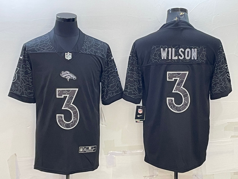 Men's Denver Broncos Russell Wilson #3 Black Retired Player RFLCTV Limited Jersey1 football jersey product view 1