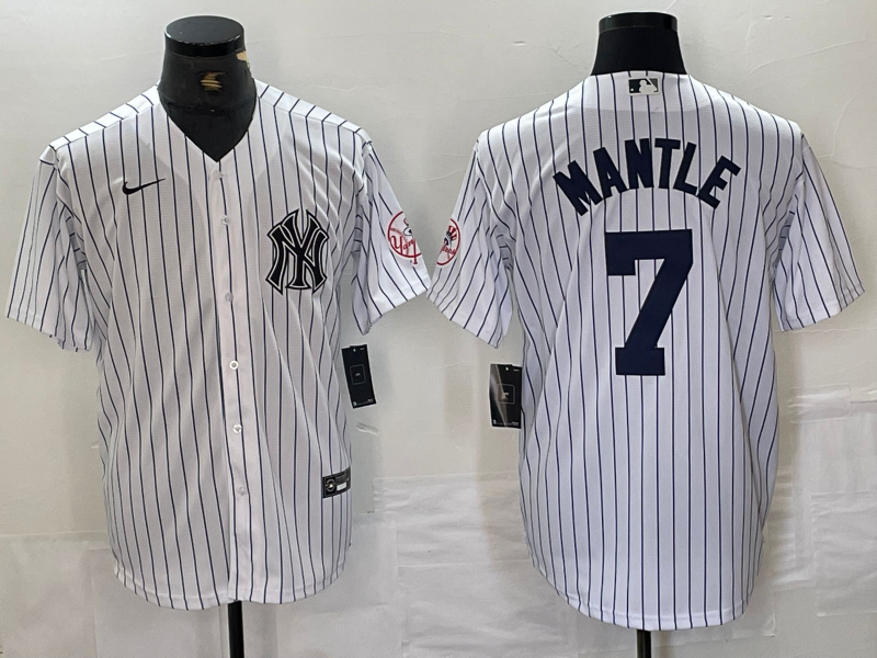 Men's New York Yankees Mickey Mantle #7 White Limited Player Jersey baseball jersey product view 1