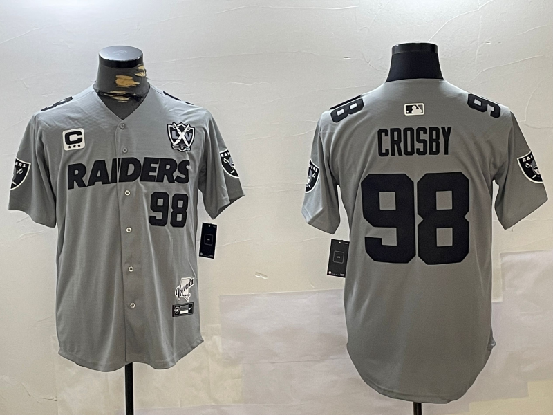 Men's Las Vegas Raiders Maxx Crosby #98 Gray Game Player Jersey1 football jersey product view 1