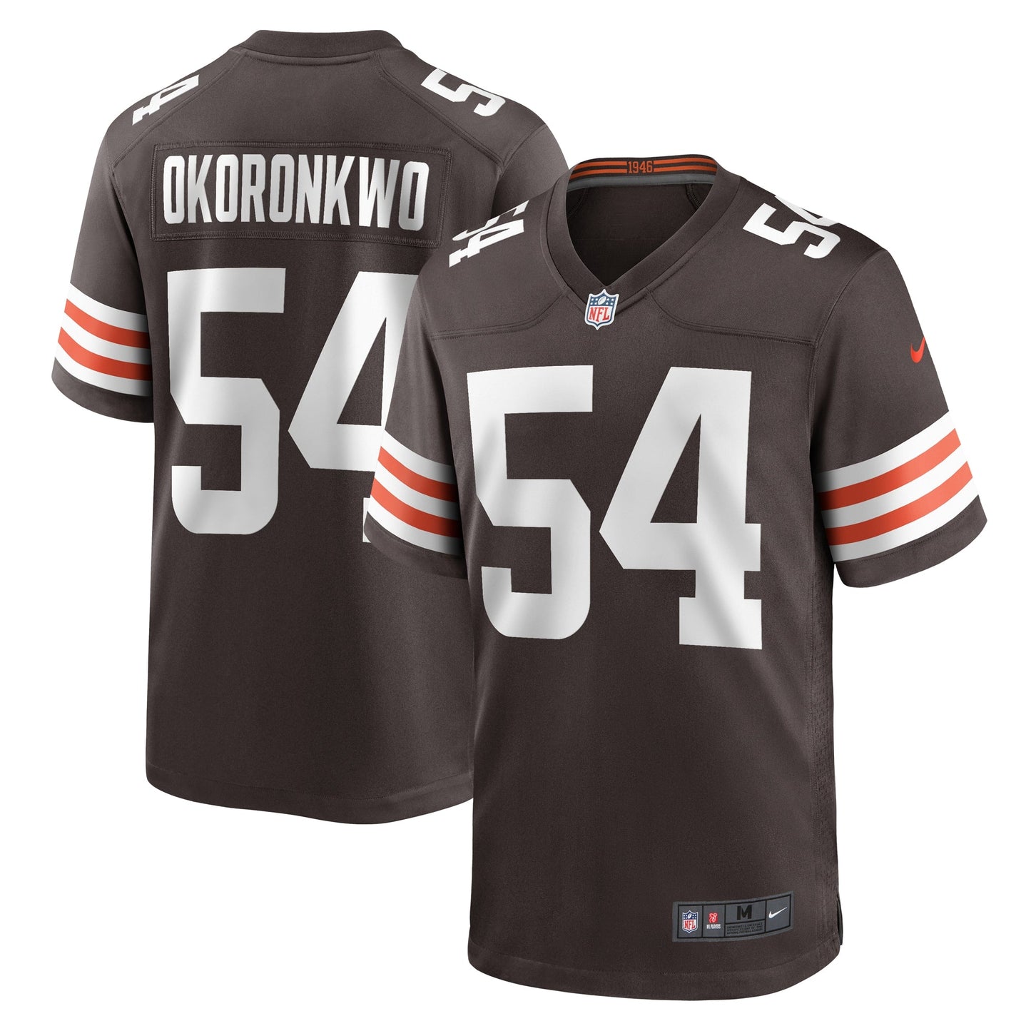 Ogbonnia Okoronkwo Cleveland Browns Game Jersey - Brown football jersey product view 1