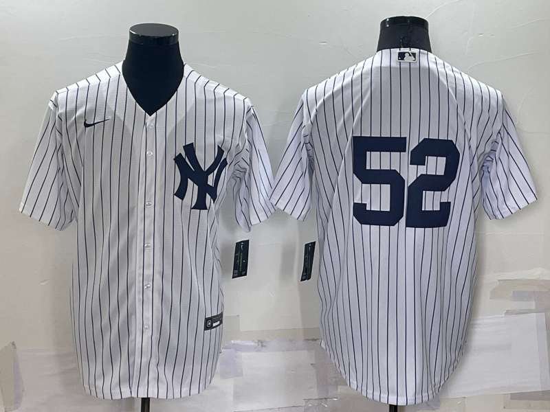 Men's New York Yankees CC Sabathia #52 White Replica Player Name Jersey baseball jersey product view 1