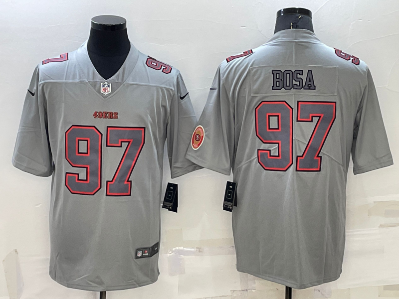 Men's San Francisco 49ers Nick Bosa #97 Gray Atmosphere Game Jersey1 football jersey product view 1