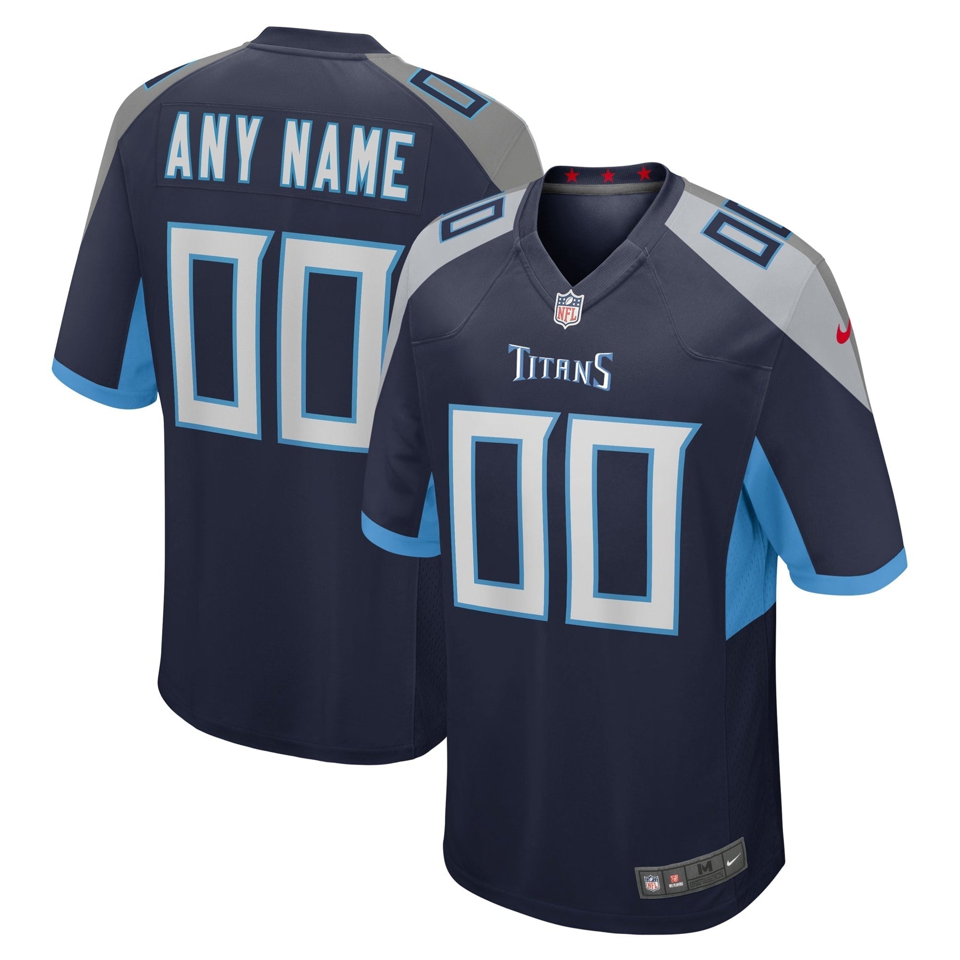 Tennessee Titans Navy Custom Jersey football jersey product view 1