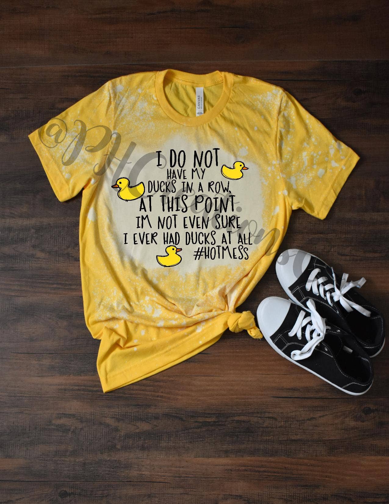 Ducks in A Row Hot Mess Bleached T-Shirt  Funny Graphic Unisex T-shirt, Sweatshirt, Hoodie, Long Sleeve Tee - T-Shirt, Sweatshirt, Hoodie