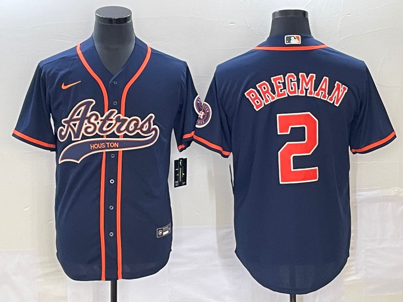 Men's Houston Astros Alex Bregman Navy Replica Jersey Joint Edition baseball jersey product view 1