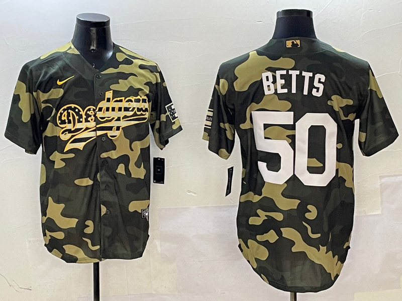 Men's Los Angeles Dodgers Mookie Betts Camouflage Replica Player Jersey baseball jersey product view 1